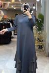 DORA MERSERİSE ELBİSE 7821 Antrasit