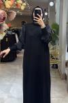 VELVET MERSERİZE ELBİSE 7827 Siyah