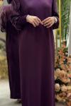 VELVET MERSERİZE ELBİSE 7827 Mürdüm