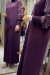 VELVET MERSERİZE ELBİSE 7827 Mürdüm