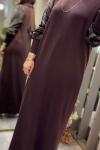 VELVET MERSERİZE ELBİSE 7827 Kahverengi