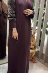 TUAL MERSERİZE ELBİSE 7818 Kahverengi