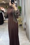 TUAL MERSERİZE ELBİSE 7818 Kahverengi