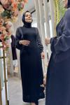 TUAL MERSERİZE ELBİSE 7818 Siyah