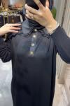 SANEM MERSERİZE ELBİSE 7819 Siyah