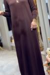 SANEM MERSERİZE ELBİSE 7819 Kahverengi