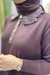 SANEM MERSERİZE ELBİSE 7819 Kahverengi