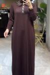 SANEM MERSERİZE ELBİSE 7819 Kahverengi