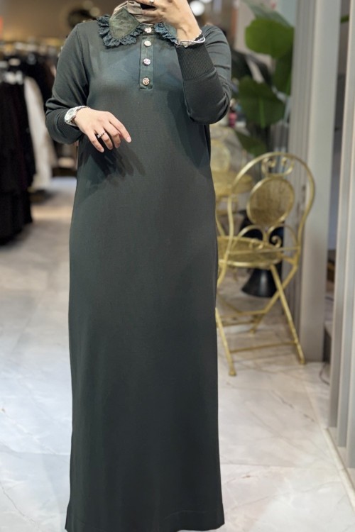 SANEM MERSERİZE ELBİSE 7819 Haki