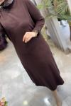 DEFNE MERSERİZE ELBİSE (187) Kahverengi