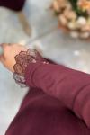 DEFNE MERSERİZE ELBİSE (187) Bordo