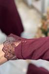 DEFNE MERSERİZE ELBİSE (187) Bordo