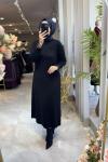 DEFNE MERSERİZE ELBİSE (187) Siyah