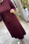 CAMİLA MERSERİZE ELBİSE (182) Bordo