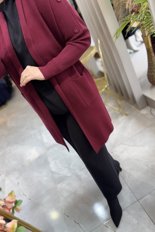 NPRİVE DÜĞME DETAY HIRKA 17091 Bordo