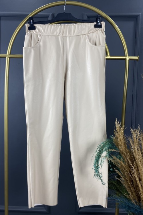 075-Deri pantolon  Taş Rengi