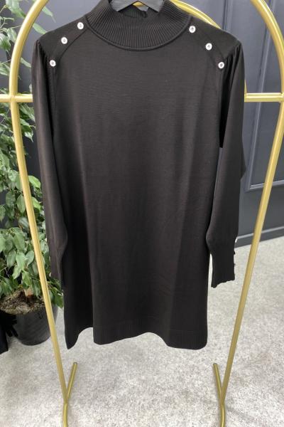 İnci merserize tunik Siyah