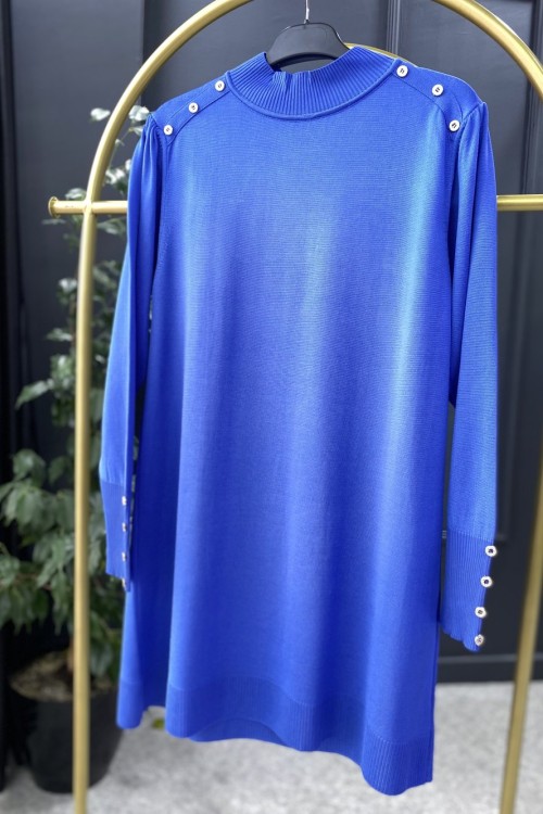 İnci merserize tunik Mavi