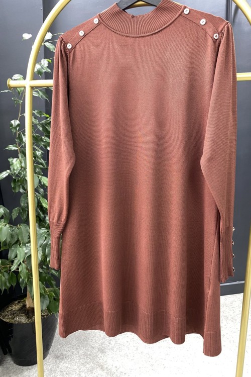 İnci merserize tunik Kahverengi