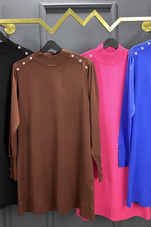 İnci merserize tunik Pembe