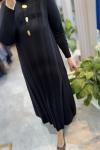 FARAH 3532 MERSERİZE ELBİSE Siyah
