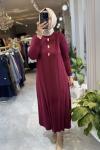 FARAH 3532 MERSERİZE ELBİSE Bordo