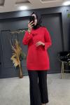 GÜL MERSERİZE TUNİK Kırmızı