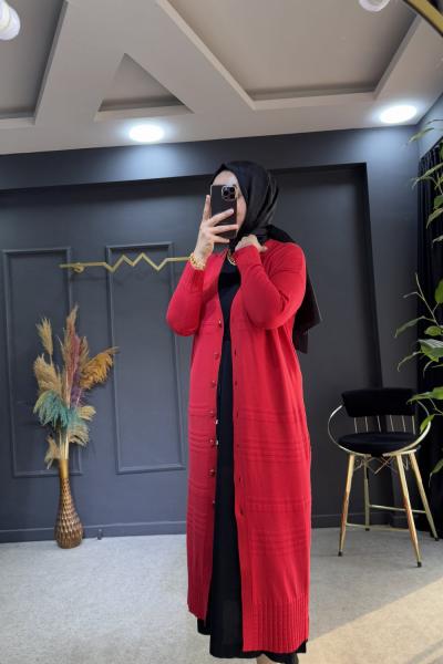 MÜSEMMA MERSERİZE HIRKA Kırmızı
