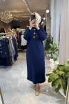 SAHRA 3533 MERSERİZE ELBİSE Lacivert