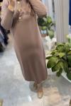 SAHRA 3533 MERSERİZE ELBİSE Sütlü Kahve