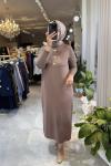 SAHRA 3533 MERSERİZE ELBİSE Sütlü Kahve