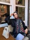 038 - Ladure Renkli Zebra Desen Şal Karışık