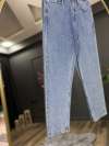 070-Paça detay kot pantolon  Mavi